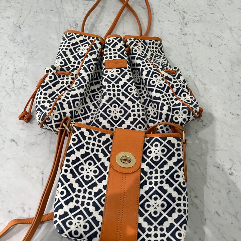 Spartina 449 tote and matching cross body with two brand new accessory holders
